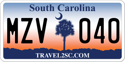 SC license plate MZV040