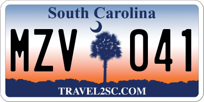 SC license plate MZV041