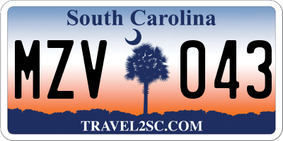 SC license plate MZV043