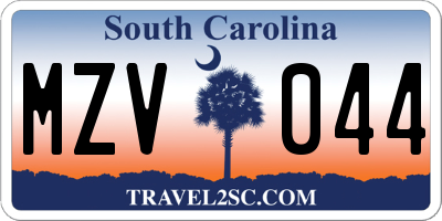 SC license plate MZV044