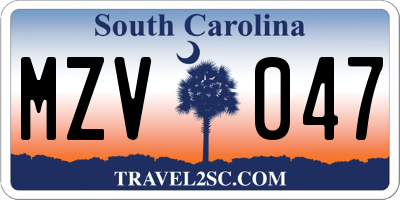 SC license plate MZV047