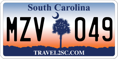 SC license plate MZV049
