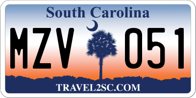 SC license plate MZV051