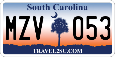 SC license plate MZV053
