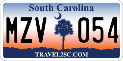 SC license plate MZV054
