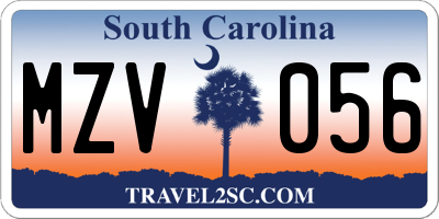 SC license plate MZV056