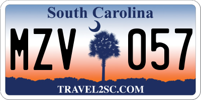 SC license plate MZV057