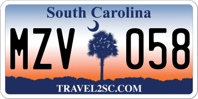 SC license plate MZV058