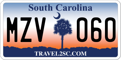 SC license plate MZV060