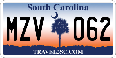 SC license plate MZV062
