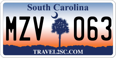 SC license plate MZV063