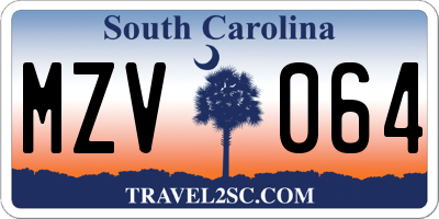 SC license plate MZV064
