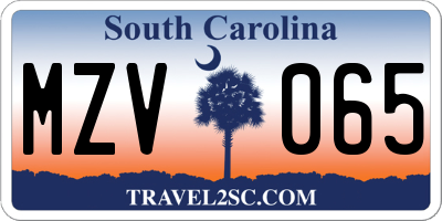 SC license plate MZV065