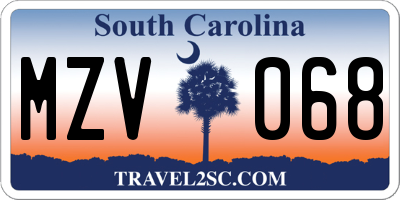 SC license plate MZV068