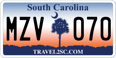 SC license plate MZV070
