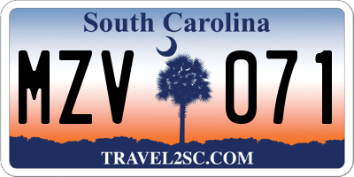 SC license plate MZV071