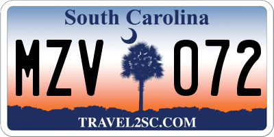 SC license plate MZV072