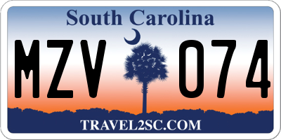 SC license plate MZV074