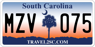 SC license plate MZV075