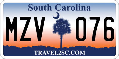 SC license plate MZV076