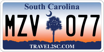 SC license plate MZV077