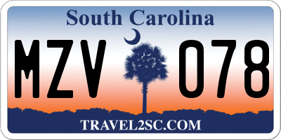 SC license plate MZV078