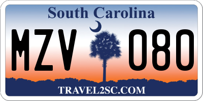SC license plate MZV080