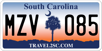 SC license plate MZV085