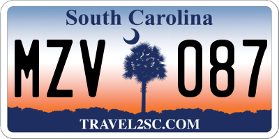 SC license plate MZV087