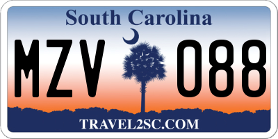 SC license plate MZV088