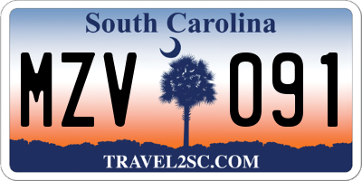 SC license plate MZV091