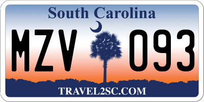 SC license plate MZV093