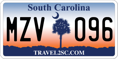 SC license plate MZV096