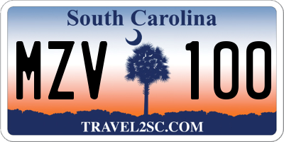 SC license plate MZV100