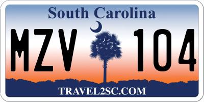 SC license plate MZV104