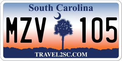 SC license plate MZV105