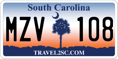 SC license plate MZV108