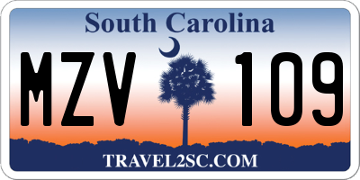 SC license plate MZV109