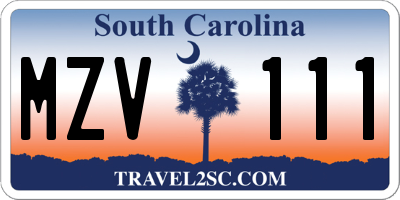 SC license plate MZV111