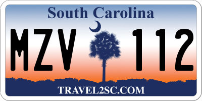 SC license plate MZV112
