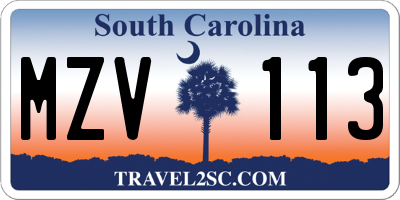SC license plate MZV113