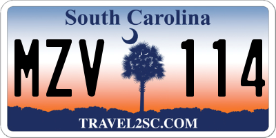 SC license plate MZV114