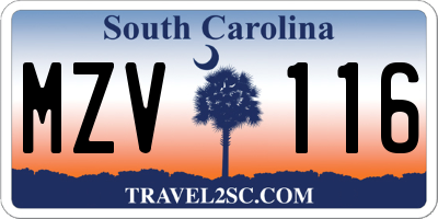SC license plate MZV116
