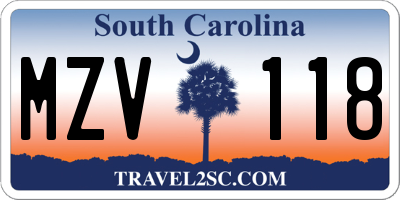SC license plate MZV118