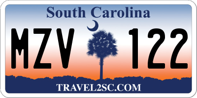 SC license plate MZV122