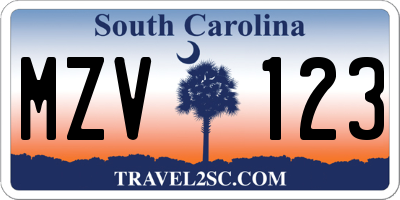 SC license plate MZV123