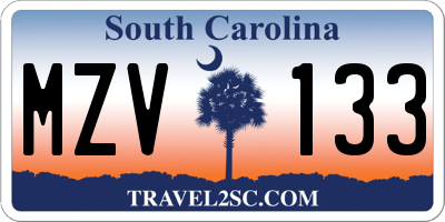SC license plate MZV133
