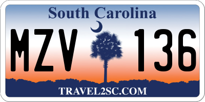 SC license plate MZV136