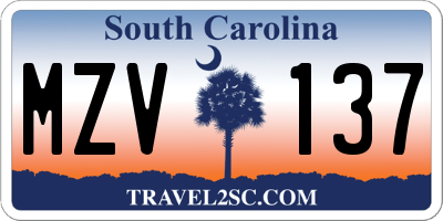 SC license plate MZV137
