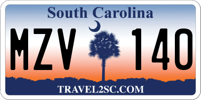 SC license plate MZV140